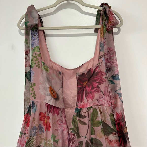 NEW Anthropologie BHLDN Isabella Floral Tiered Square Neck Midi Dress Pink - Picture 7 of 9